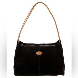 Tod’s Leather Trimmed Suede Shoulder Bag